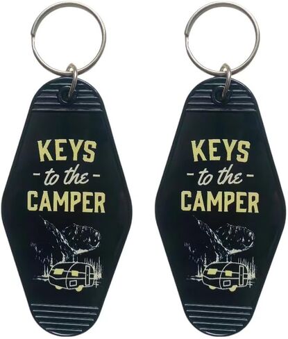 Keys to The Camper Keychain Plastic Retro Black Camper Gifts Camping Gifts for Women Men Vintage Motel Key Chain for Camper Trailer in Kuwait