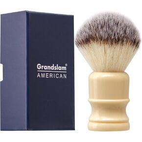 Grandslam Shaving Brush with Synthetic Hair, Cruelty-Free Shaving Cream Brush for Men, 100% Solid Resin Handle, Gently Exfoliates The Skin, 24mm Knot (Imitation ivory) in Kuwait
