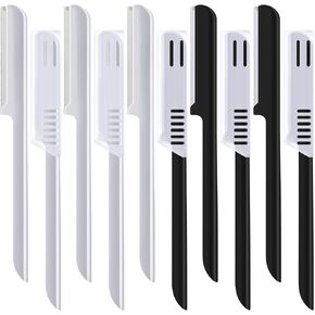 10 Pieces Eyebrow Razor for Women Facial Shaver Razor Brow Shaper Eyebrow Trimmer Dermaplaner Shaping Tool with Cover (Black) in Saudi Arabia