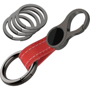 Idakekiy Key Chain with 4 Key Rings and Quick Release Carabiner Clip Leather Car Keychain for Men and Women