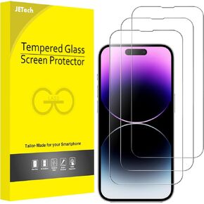JETech Full Coverage Screen Protector for iPhone 14 Pro Max 6.7-Inch, 9H Tempered Glass Film Case-Friendly, HD Clear, 3-Pack
