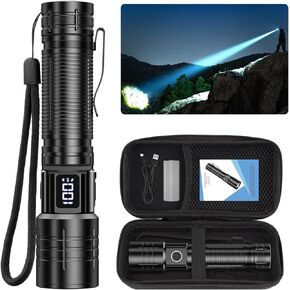 Rechargeable Flashlights High Lumens, 50000LM Super Bright LED Flashlight, Powerful Tactical Flashlight, 5 Modes Zoomable Waterproof Flash Lights for Home, Camping, Emergencies