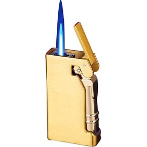 Torch Lighter, Refillable Butane Lighter, Windproof Lighter Adjustable Strong Flame Lighter, for Hiking Camping Fireplace Grill Camping BBQ Lighter (Ice Black), DJ191