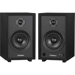 Electrohome McKinley 2.0 Stereo Powered Bookshelf Speakers with Built-in Amplifier and 4" Drivers for Turntable, TV, PC and Wireless Music Streaming Featuring Bluetooth 5, RCA and Aux (EB30)