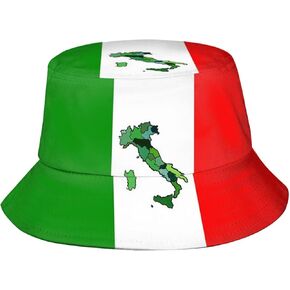 Cute Italy Flag Print Bucket Hat Summer Travel Fisherman Cap Packable Outdoor Italian Cap for Women Men Teens