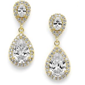 Mariell Cubic Zirconia Crystal Teardrop Dangle Bridal and Wedding Earrings, CZ Jewelry for Brides, Bridesmaids, Homecoming, Prom and Dressy Everyday Wear