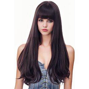 Rugelyss Long Wavy Light Blonde Wigs for Women Soft Synthetic Wig with Straight Bangs for Girls Halloween Cosplay or Costume