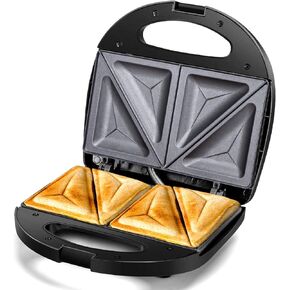 Aigostar 2in1 Sandwich Maker Panini Press Grill with Nonstick Plates, Double-Sided Heating Electric Sandwich Press Grill, Breakfast Sandwich Toaster Grilled Cheese Maker Snacks with Easy Cut Edges