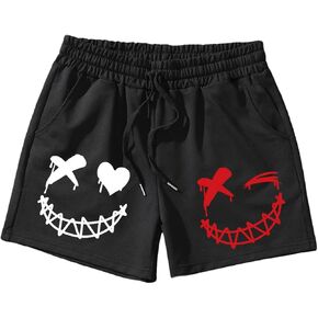 GORGLITTER Men's Cartoon Graphic Running Workout Shorts Drawstring Waist Track Shorts with Pockets Khaki Graphic Large in Saudi Arabia