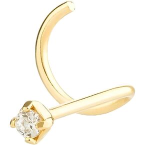 Elluxe Gold Nose Ring, Solid 14K Gold Nose Stud for Women | Size: 1.5mm, 2mm and 3mm | Hypoallergenic Yellow Gold Stud with Cubic Zirconia, Jewelry in Saudi Arabia