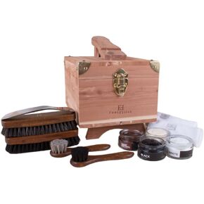 FootFitter Classic Shoe Shine Care Valet Set – Premium Professional Quality Shoe Care Tools & Grand Cedar Valet Box