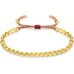 Nanafast 2-3 Pcs Tibetan Copper Beads Bracelet Adjustable Handmade Braided Copper Bracelet Set for Women Men Lucky Tibetan Bracelet Gifts
