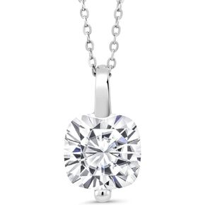 Gem Stone King 925 Sterling Silver Yellow Citrine Pendant Necklace For Women (3.22 Cttw, Gemstone Birthstone, Cushion Cut 10MM, with 18 Inch Silver Chain)