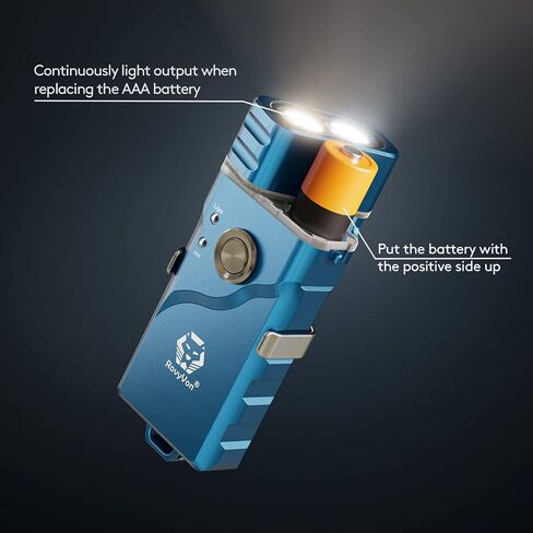 مصباح RovyVon E3 Plus EDC، 7075 من سبائك الألومنيوم مع 6500K LED أبيض بارد، بحد أقصى 700 لومن، مصباح يدوي لسلسلة المفاتيح USB-C قابل لإعادة الشحن، طاقة مزدوجة بواسطة بطارية Li-po المدمجة/قابلة للاستبدال AAA in Saudi Arabia