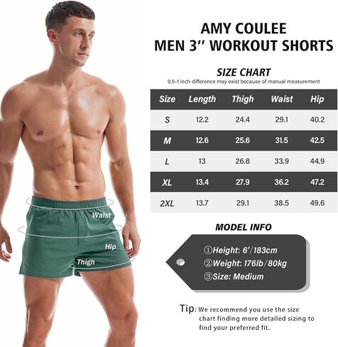 AMY COULEE شورت رياضي رجالي مقاس 3 بوصات لتمارين كمال الأجسام وخفيف الوزن وجزء سفلي من القطن للنوم in Kuwait