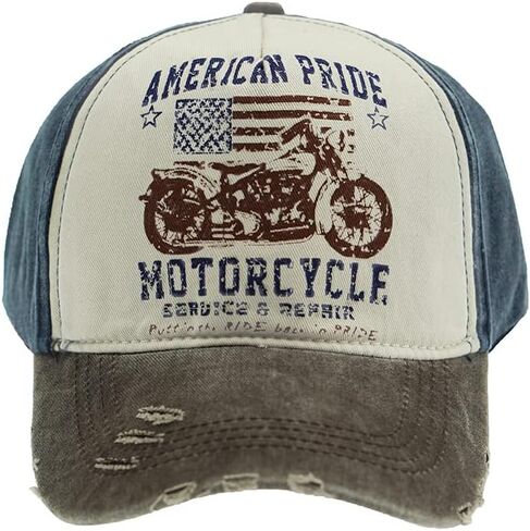 قبعة بيسبول عتيقة من قماش الدنيم المغسول، قبعة سائق الشاحنة بنمط طباعة الدراجة النارية، قبعة الشمس الخارجية 100% قطن للرجال والنساء in Kuwait