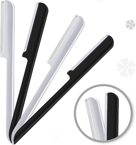 10 Pieces Eyebrow Razor for Women Facial Shaver Razor Brow Shaper Eyebrow Trimmer Dermaplaner Shaping Tool with Cover (Black) in Kuwait