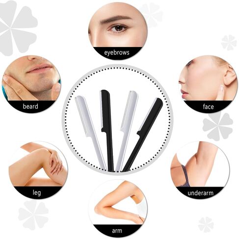 10 Pieces Eyebrow Razor for Women Facial Shaver Razor Brow Shaper Eyebrow Trimmer Dermaplaner Shaping Tool with Cover (Black) in Kuwait