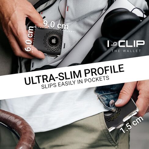 I-CLIP Original Silver Radio Impact, Compatible with Apple AirTag Wallet, Money Bag, Purse, Credit Card case, Credit Card Holder in Kuwait