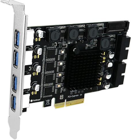 FebSmart PCIE X4 to 4X Channels 8-Ports Superspeed 5Gbps USB 3.0 Expansion Card, 4X Dedicated USB 3.0 5Gbps Channels 20Gbps Total Bandwidth, Built in FebSmart Self-Powered Technology (FS-4C-U8-Pro) in Kuwait