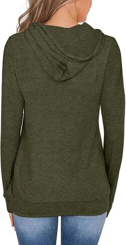 Women's Long Sleeve Hoodies Tops Lightweight Hooded Sweatshirts Pullover Casual Tunic Shirts with Pocket in Kuwait
