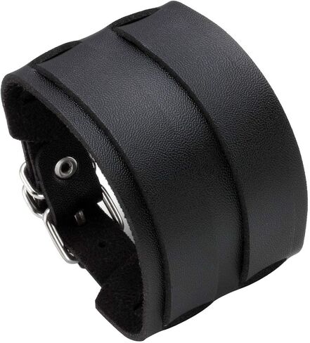 Eigso Punk Leather Cuff Bracelets for Men Women Retro Gothic Vintage Rock Wristband Pair for Man Woman in Kuwait