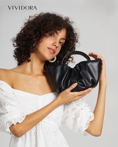 حقائب كتف Vividora للنساء، حقائب هوبو صغيرة ناعمة من الجلد النباتي حقيبة يد كلاتش محفظة سحابية حقيبة كروس in Kuwait