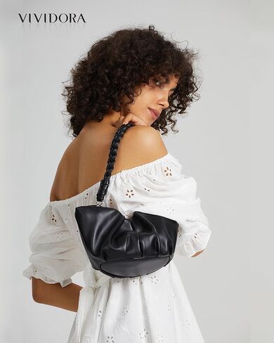 حقائب كتف Vividora للنساء، حقائب هوبو صغيرة ناعمة من الجلد النباتي حقيبة يد كلاتش محفظة سحابية حقيبة كروس in Kuwait