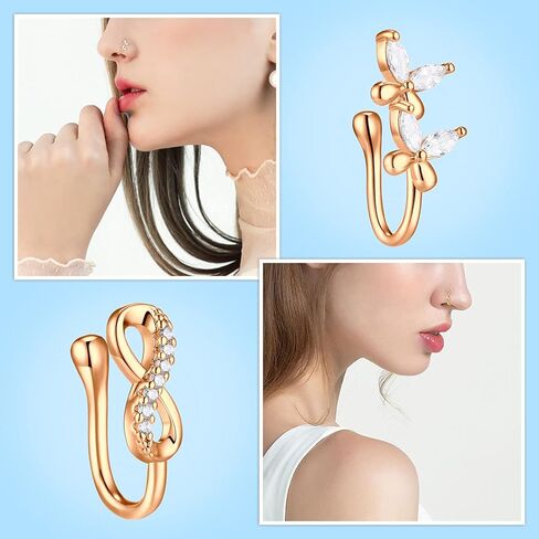 JFORYOU حلقة الأنف وهمية الحاجز وهمية الأنف حلقة هوب حلقات الأنف وهمية للنساء فو ثقب الأنف الربيع كليب على لا مثقوب غير ثقب الجسم فو هيئة ثقب المجوهرات للنساء الرجال in Saudi Arabia