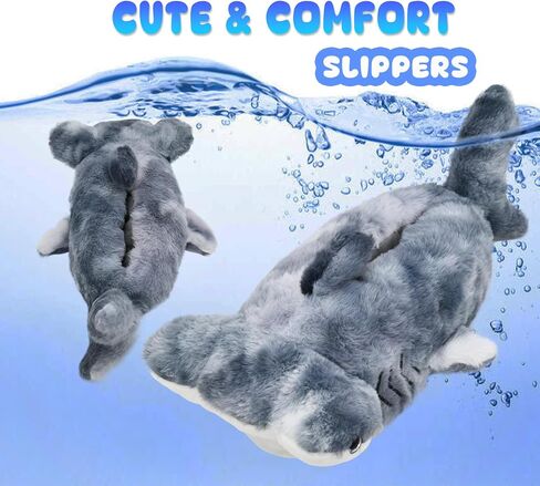 Women's Fluffy Animal Slippers, Novelty Shark Whale Fish Slippers for Women and Men in Saudi Arabia