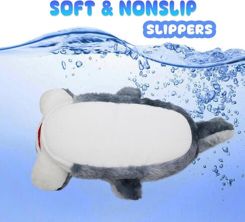 Women's Fluffy Animal Slippers, Novelty Shark Whale Fish Slippers for Women and Men in Kuwait
