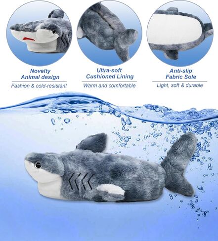 Women's Fluffy Animal Slippers, Novelty Shark Whale Fish Slippers for Women and Men in Kuwait