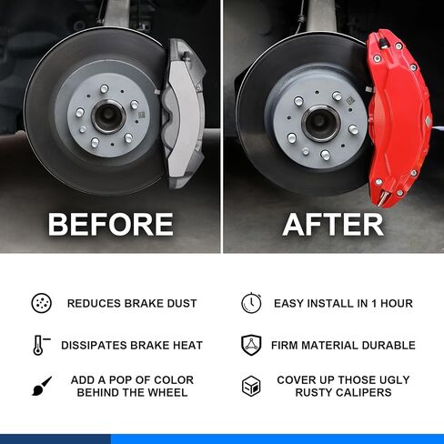 مجموعة أغطية الفرجار مكونة من 4 قطع متوافقة مع ملحقات Tesla Model Y، 2020-2024 19 20 بوصة لمحور العجلات الأمامية والخلفية لأغطية الفرجار، مناسبة لفرجار الفرامل الأحمر Tesla Model Y (لا تناسب طراز Tesla 3) in Kuwait