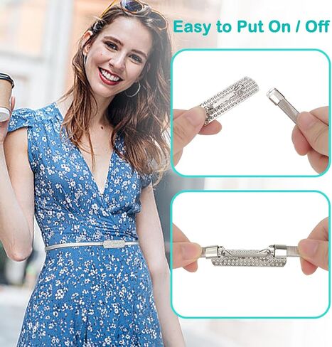 قطعتان من أحزمة الخصر النسائية المعدنية المصنوعة من حجر الراين من كيلوفلاي رفيعة قابلة للتمدد in Kuwait