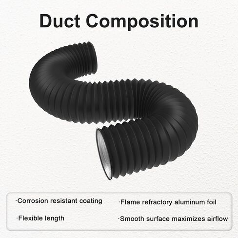 Dryer Vent Hose Flexible PVC Aluminum Foil Ducting Dryer Vent Hose for HVAC Ventilation with 2 Clamps (4in 5ft Silver) in Kuwait