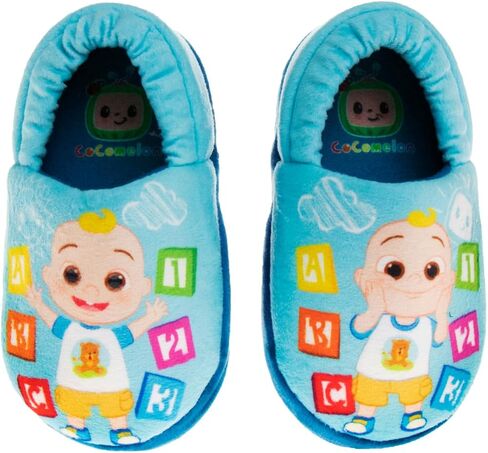 Josmo Cocomelon Toddler slippers - house shoes for boys girls warm plush bed moccasins slippers cocomelon shoes Blue (7-8 Toddler) in Saudi Arabia