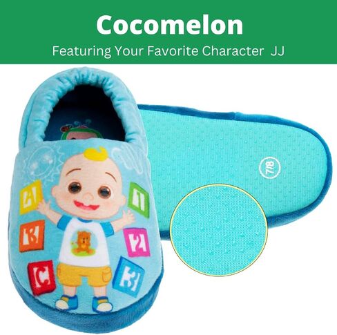 Josmo Cocomelon Toddler slippers - house shoes for boys girls warm plush bed moccasins slippers cocomelon shoes Blue (7-8 Toddler) in Saudi Arabia