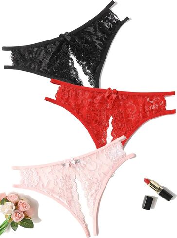 Avidlove Women Lace Panties Sexy Underwear Floral Lace Briefs with Cute Bow Center in Kuwait