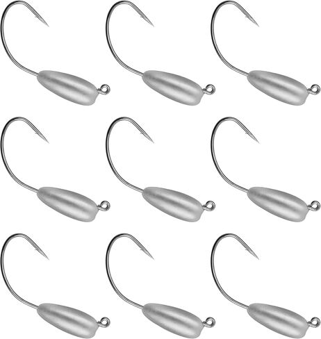 OROOTL Tube Jigs Heads for Bass Fishing, 12pcs Tube Bait Hooks Swimbait Jig Head 3/8oz 1/4oz 1/8 oz Unpainted Teardrop Jig Heads for Crappie Bass Panfish Trout Freshwater Saltwater Fishing in Saudi Arabia
