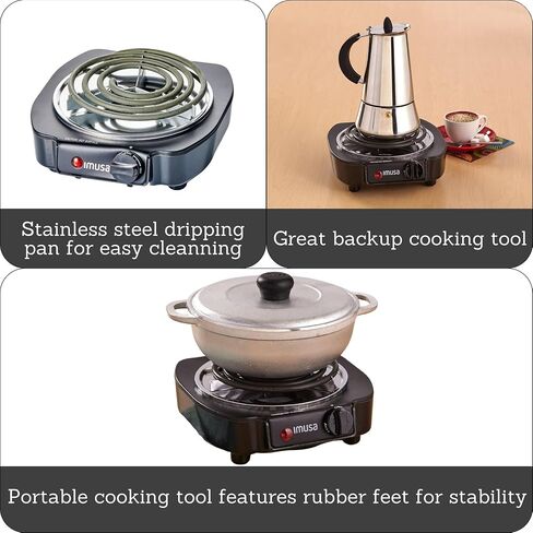 IMUSA USA GAU-80305 Electric Single Burner 1100-Watts, Black in Saudi Arabia