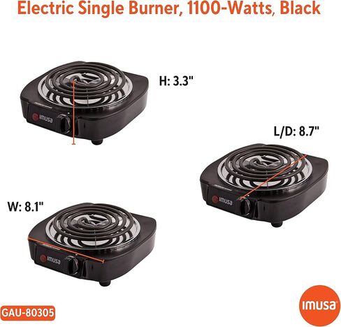 IMUSA USA GAU-80305 Electric Single Burner 1100-Watts, Black in Saudi Arabia