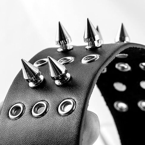 Eigso 2 Pcs Spike Studded Rock Punk Biker Wide Strap Leather Bracelet Set Gothic Rivet Buckle Wristband for Men Women in Saudi Arabia