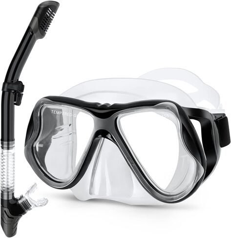 مجموعة Greatever Dry Snorkel، رؤية بانورامية واسعة، قناع غوص مضاد للضباب، معدات غطس احترافية للبالغين in Kuwait