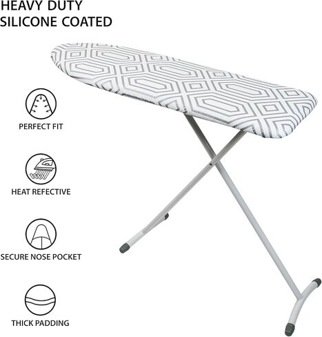 Simplify Ironing Board Cover | Scorch Resistant | Cotton | Thick Padding | Stretch Elastic Fit | Hook and Loop Fasteners | Cover ONLY | Gold in Kuwait