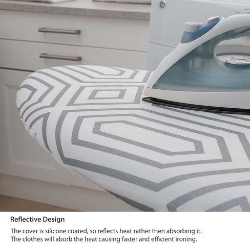 Simplify Ironing Board Cover | Scorch Resistant | Cotton | Thick Padding | Stretch Elastic Fit | Hook and Loop Fasteners | Cover ONLY | Gold in Kuwait