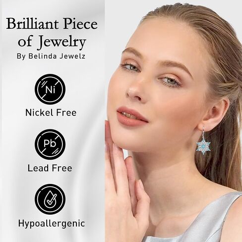 أقراط Belinda Jewelz النسائية 925 من الفضة الإسترلينية الصلبة المتدلية للشتاء in Kuwait