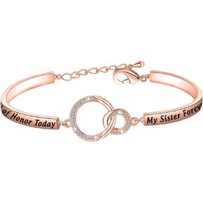 ENSIANTH Wedding Jewelry My Maid of Honor/Matron of Honor Today My Sister Forever Wedding Proposal Gift for Bridesmaid Flower Girl