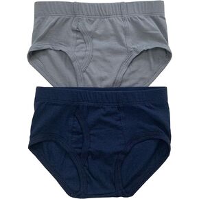 Esme Boys 2pcs Briefs Underwear (Little Boys: XS, S, M & Big Boys: L, XL) White Navy Grey Blue Black