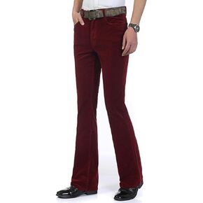 Men's Corduroy Boot Cut Pants Flared Flares Style Trousers Slim Fit Casual Vintage Hippie Party