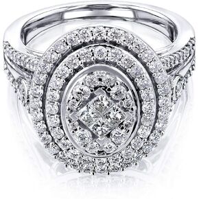 Kobelli Oval Diamond Cluster Split Shank Ring 10k Gold (1 CTW)